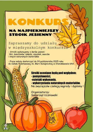 Zaproszenie do udziału w konkursie na "Najpiękniejszy Stroik Jesienny"